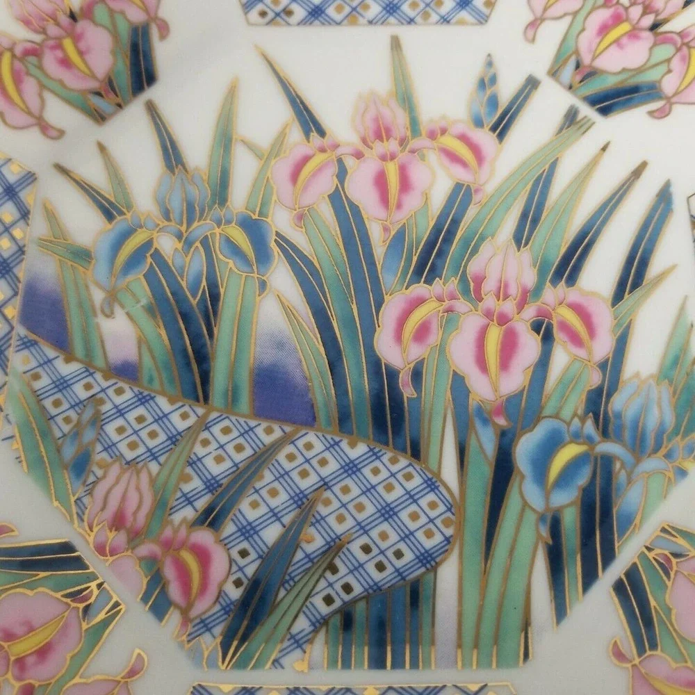 Vintage Ayame Octagonal Pink Blue Iris 7.5